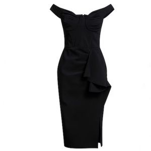 Chiara Boni La Petite Robe Radoslava Side-Draped Off-the-Shoulder Dress Size 14